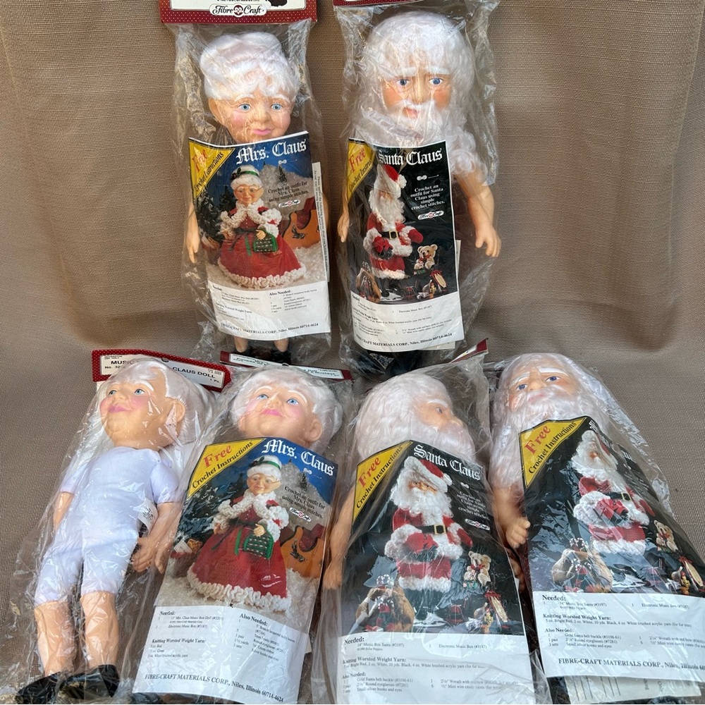 💥Vintage Fibre Craft Santa & Mrs. Claus - Lot of 6
